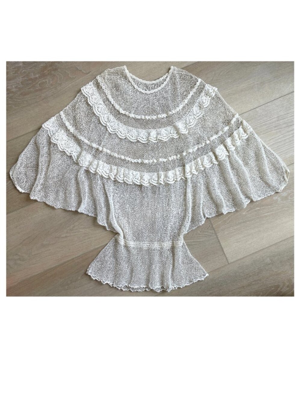 VINTAGE DELICATE CROCHET IVORY NETTED TOP BLOUSE SMALL